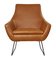 33" Brown and Black Faux Leather Distressed Arm Chair