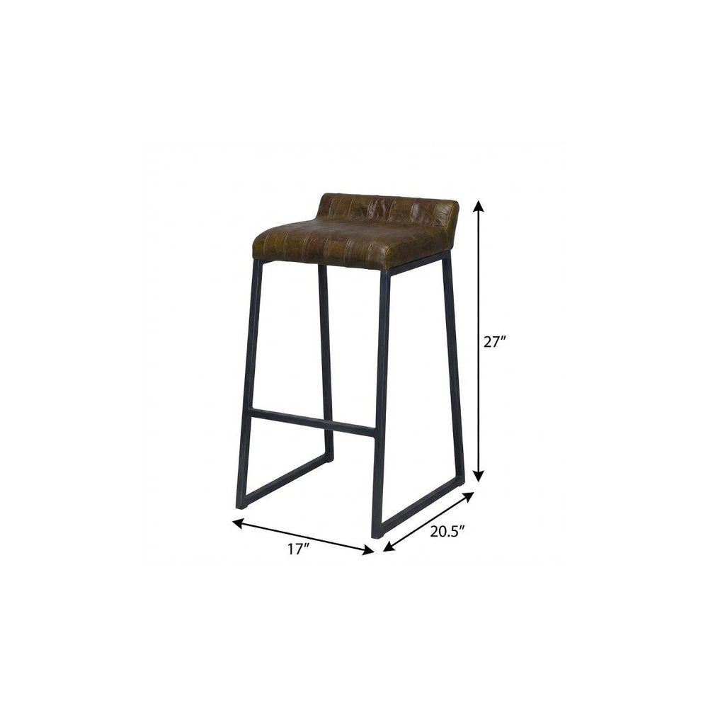 27 " Brown And Black Iron Backless Counter Height Bar Chair