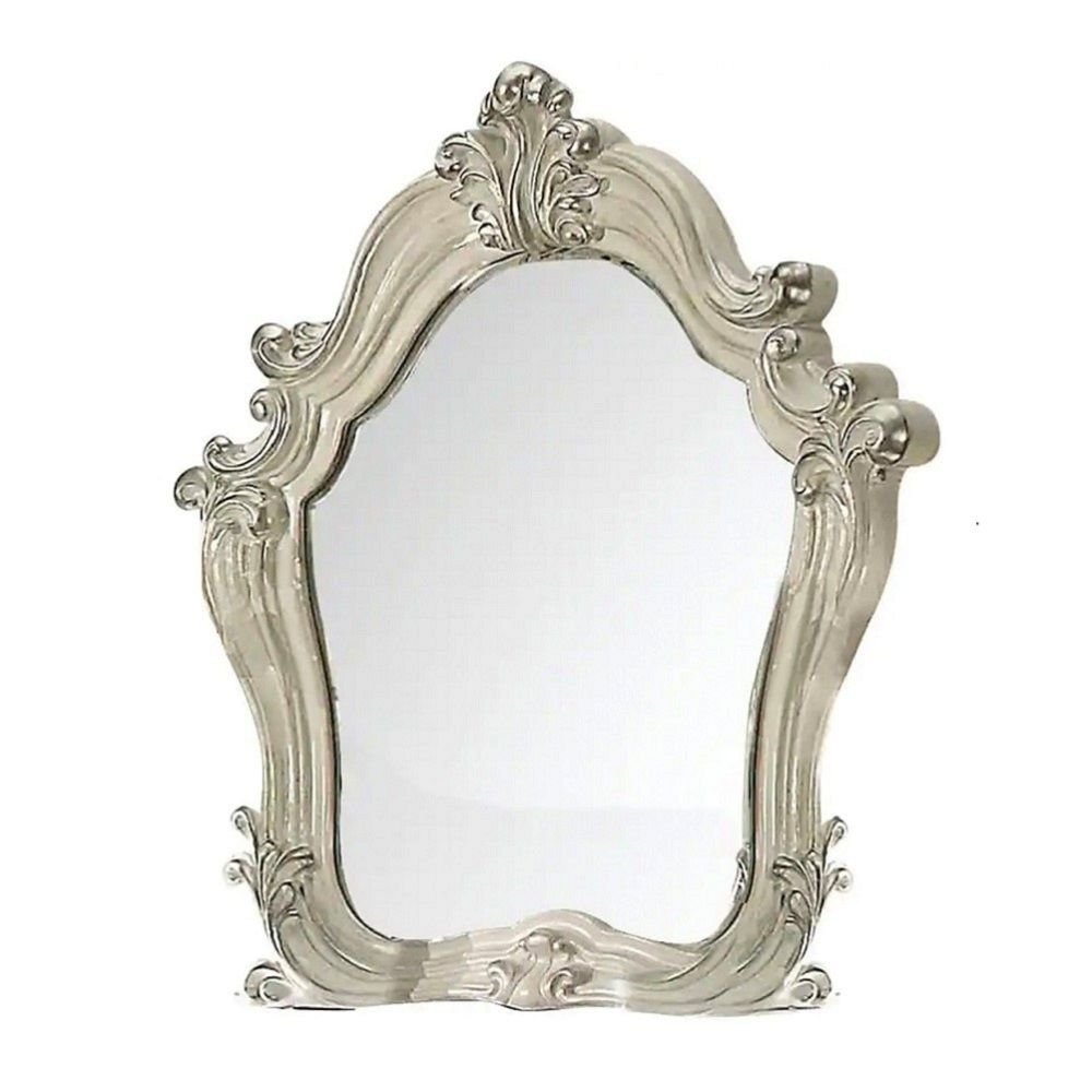 47" Brown Crowned Top Solid Wood Framed Mounted Dresser Mirror