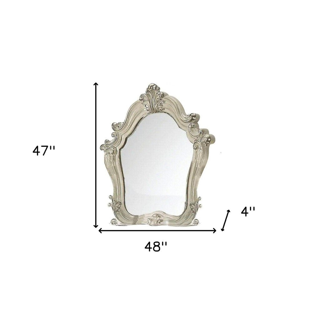 47" Brown Crowned Top Solid Wood Framed Mounted Dresser Mirror