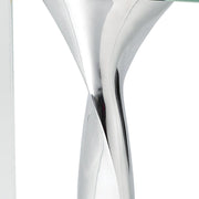 14" Clear Cylinder Aluminum And Crystal Glass Table Vase