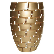 12" Gold And Clear Geometric Oval Lead Free Crystal Table Vase
