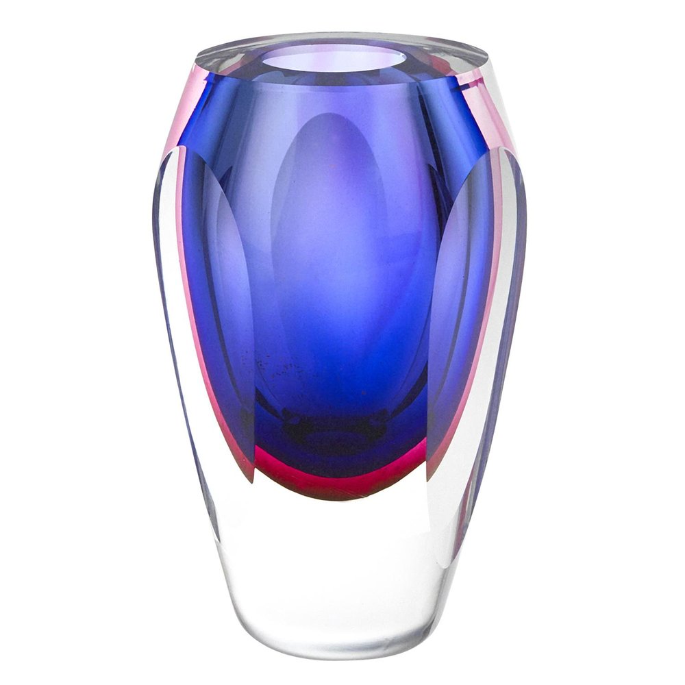 6" Clear And Purple Crystal Glass Table Vase