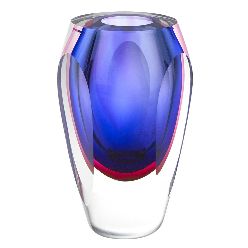 6" Clear And Purple Crystal Glass Table Vase