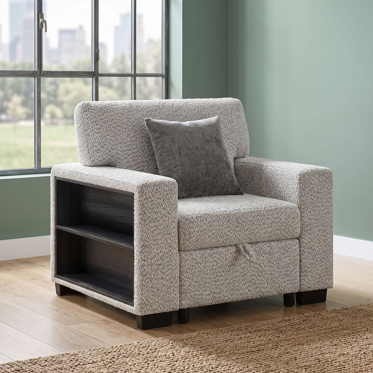 Prato - Chair With Storage And USB - Gray