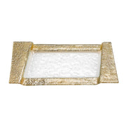 13" Clear And Gold Glass Snack Or Vanity Tray