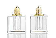 Set of Two Clear And Gold Crystal Pepper Shakers
