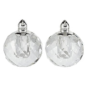 Set of Two Clear And Silver Crystal Geometric Pepper Shakers
