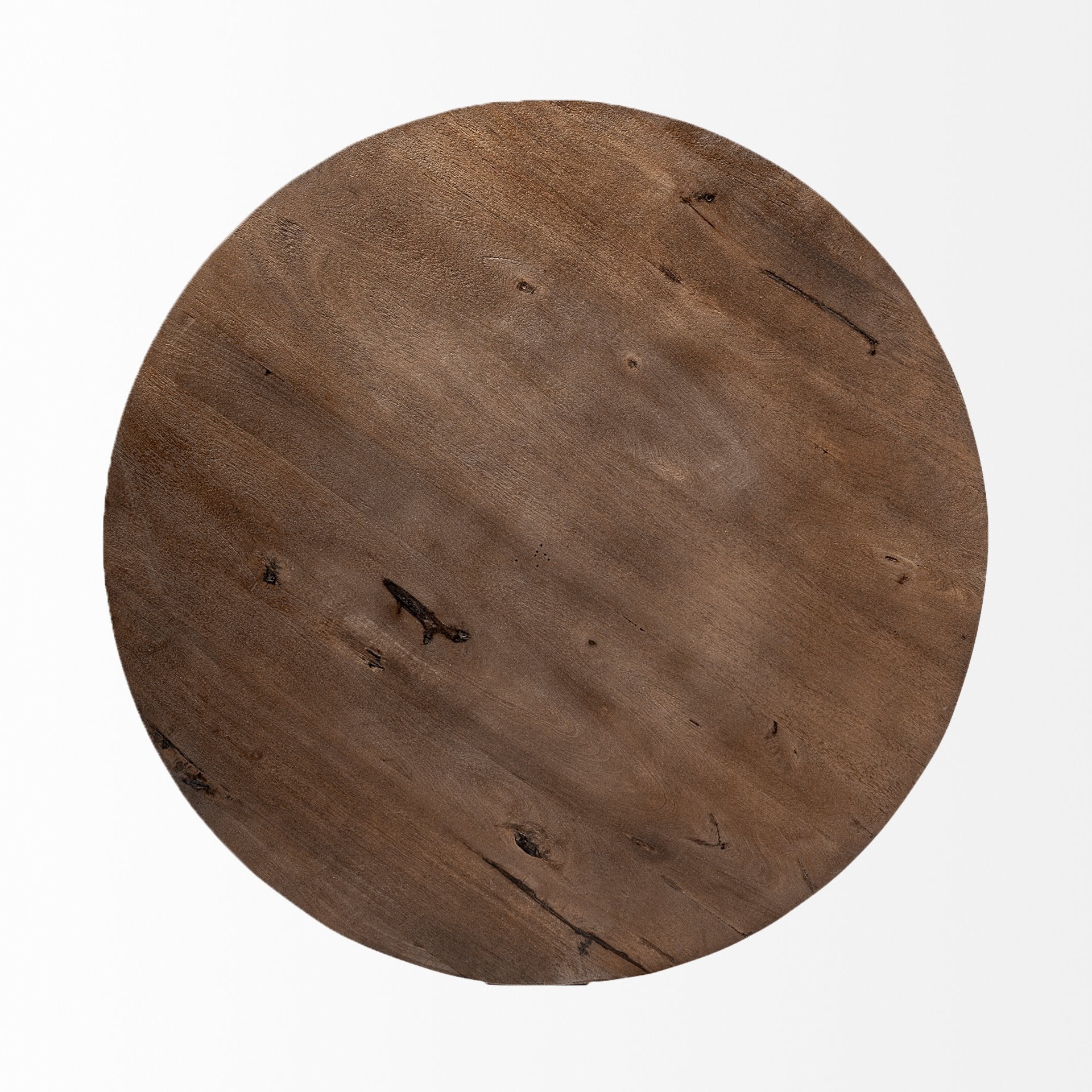 41" Brown and Black Solid Wood and Metal Round Coffee Table
