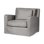 38" Gray and Brown Linen Arm Chair
