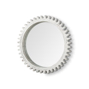 35" White Abstract Wood Framed Accent Mirror
