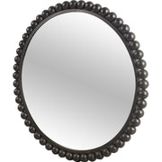 43" Black Metal Round Beaded Framed Accent Mirror