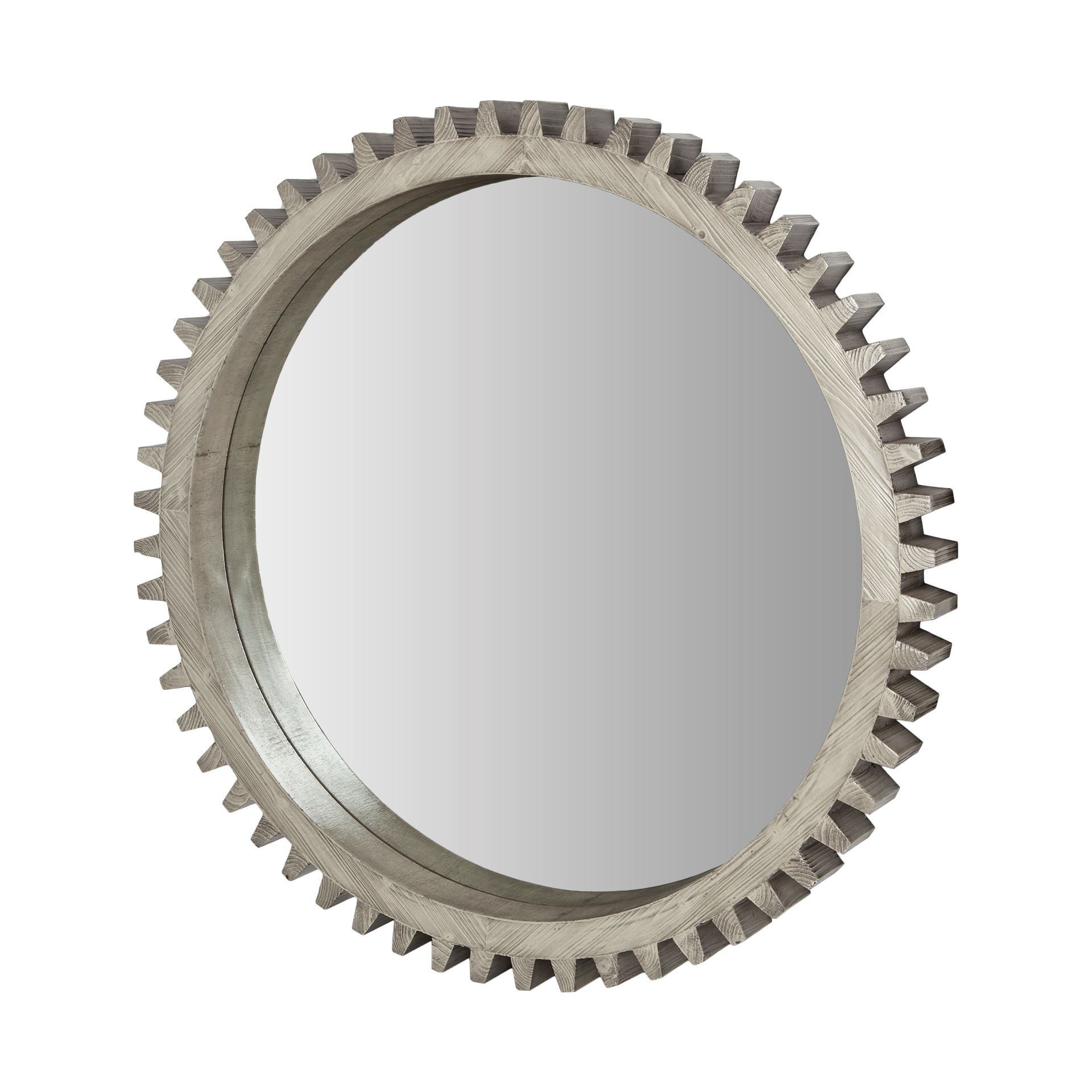 44" Silver Abstract Wood Framed Accent Mirror