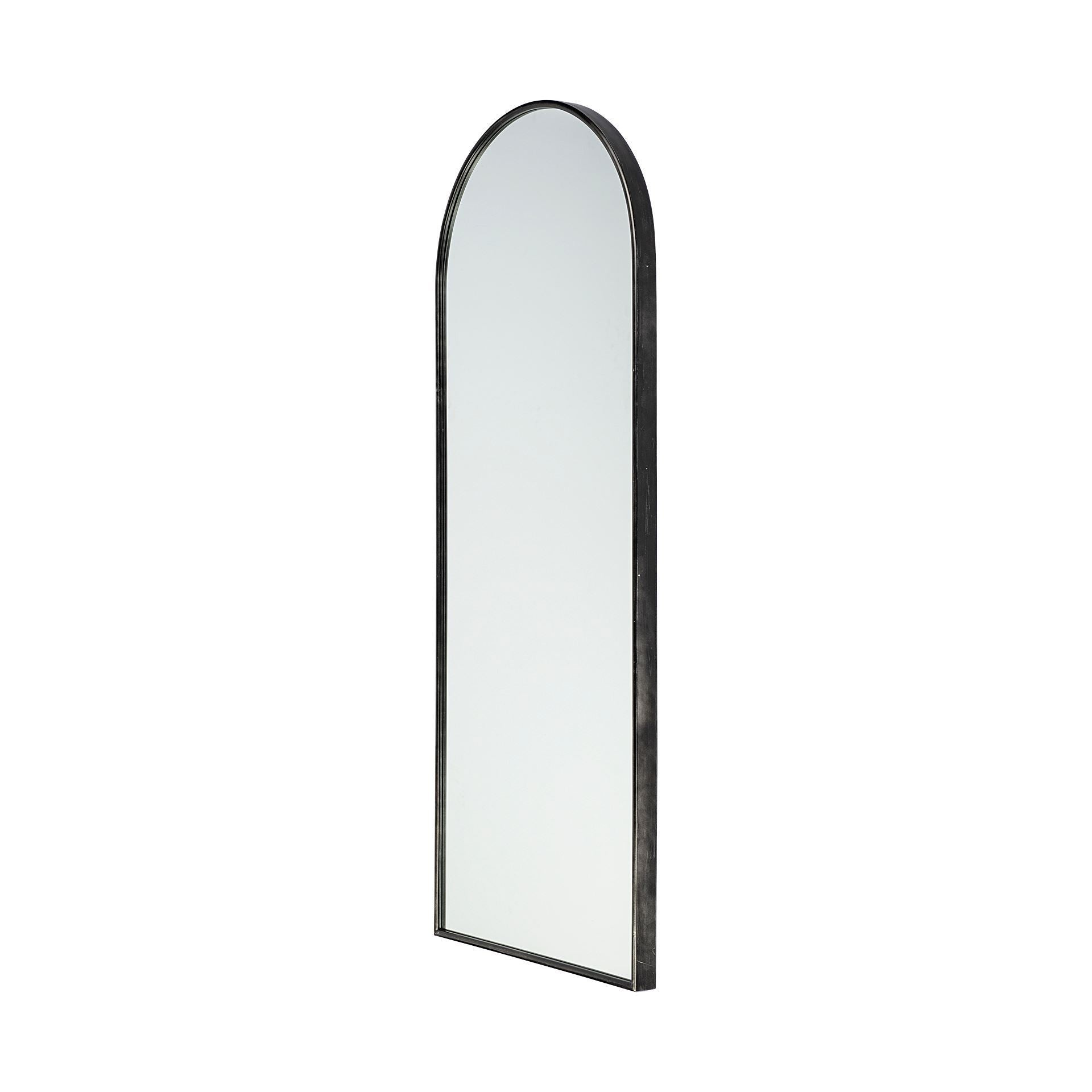 70" Black Metal Arch Framed Full Length Hanging Mirror