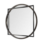 46" Black Abstract Metal Framed Accent Mirror