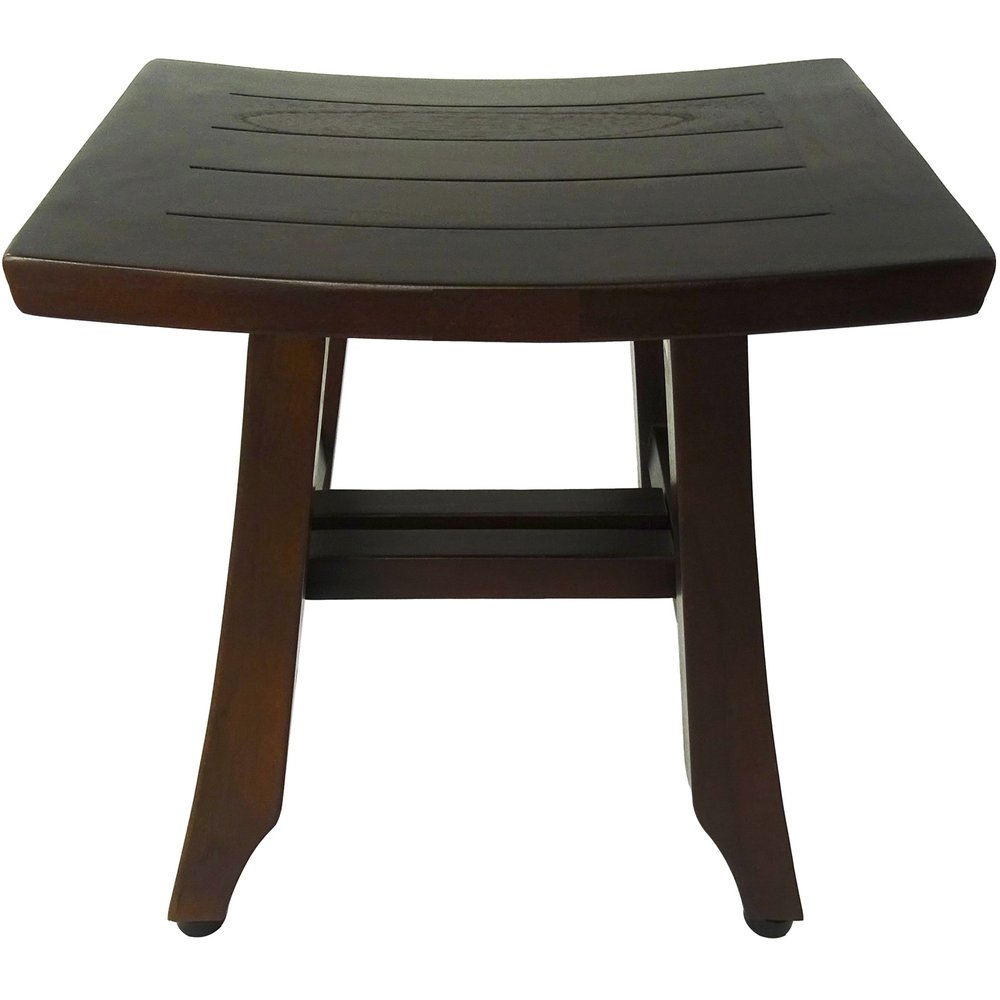 14" Brown Teak Shower Bench