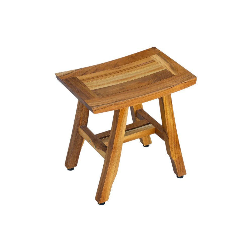 14" Natural Teak Curvilinear Shower Bench