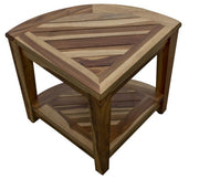 22" Natural Teak Corner Shower Bench With Shelf