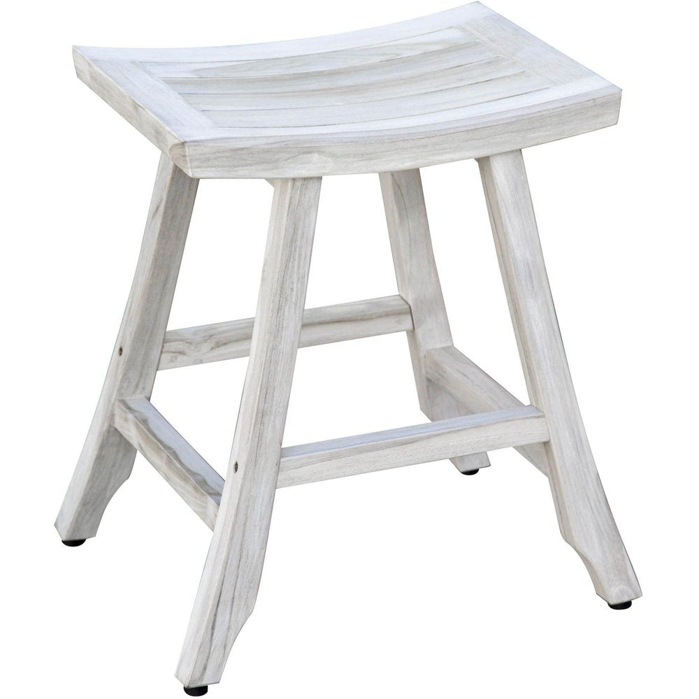 24" X 15" White Teak Square Shower Bench