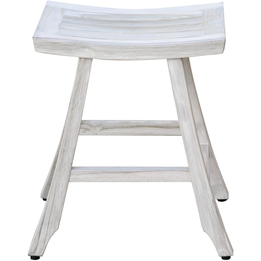 24" X 15" White Teak Square Shower Bench