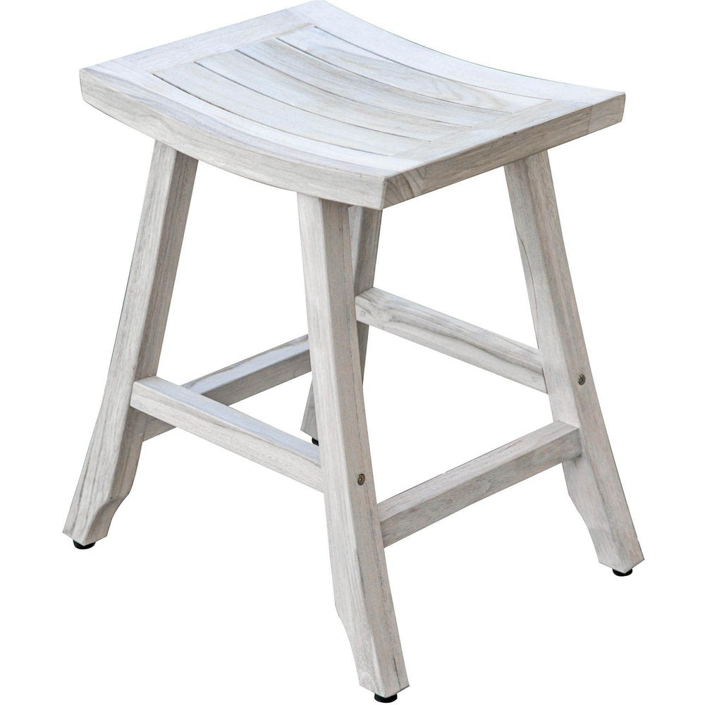 24" X 15" White Teak Square Shower Bench