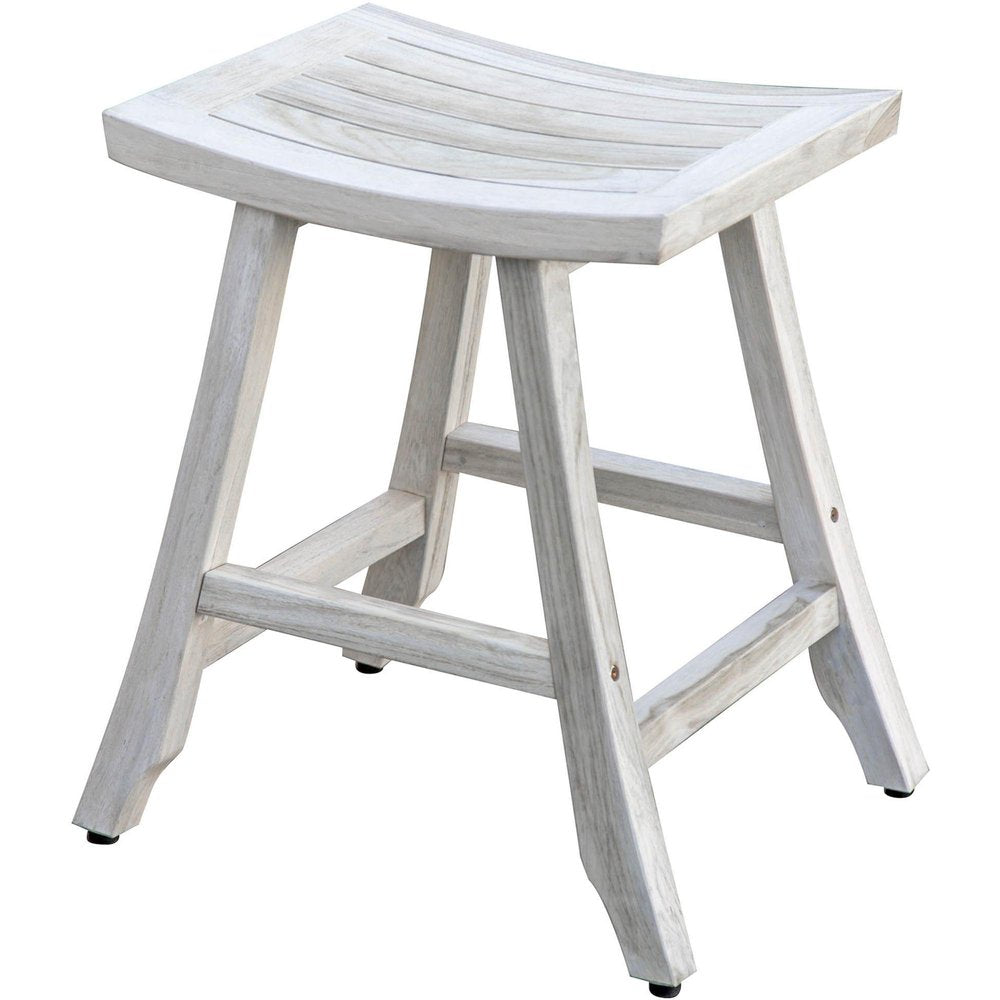 24" X 15" White Teak Square Shower Bench