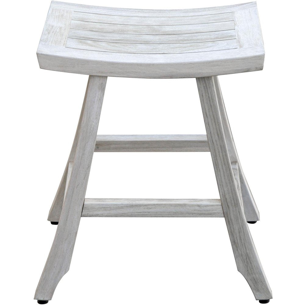 24" X 15" White Teak Square Shower Bench