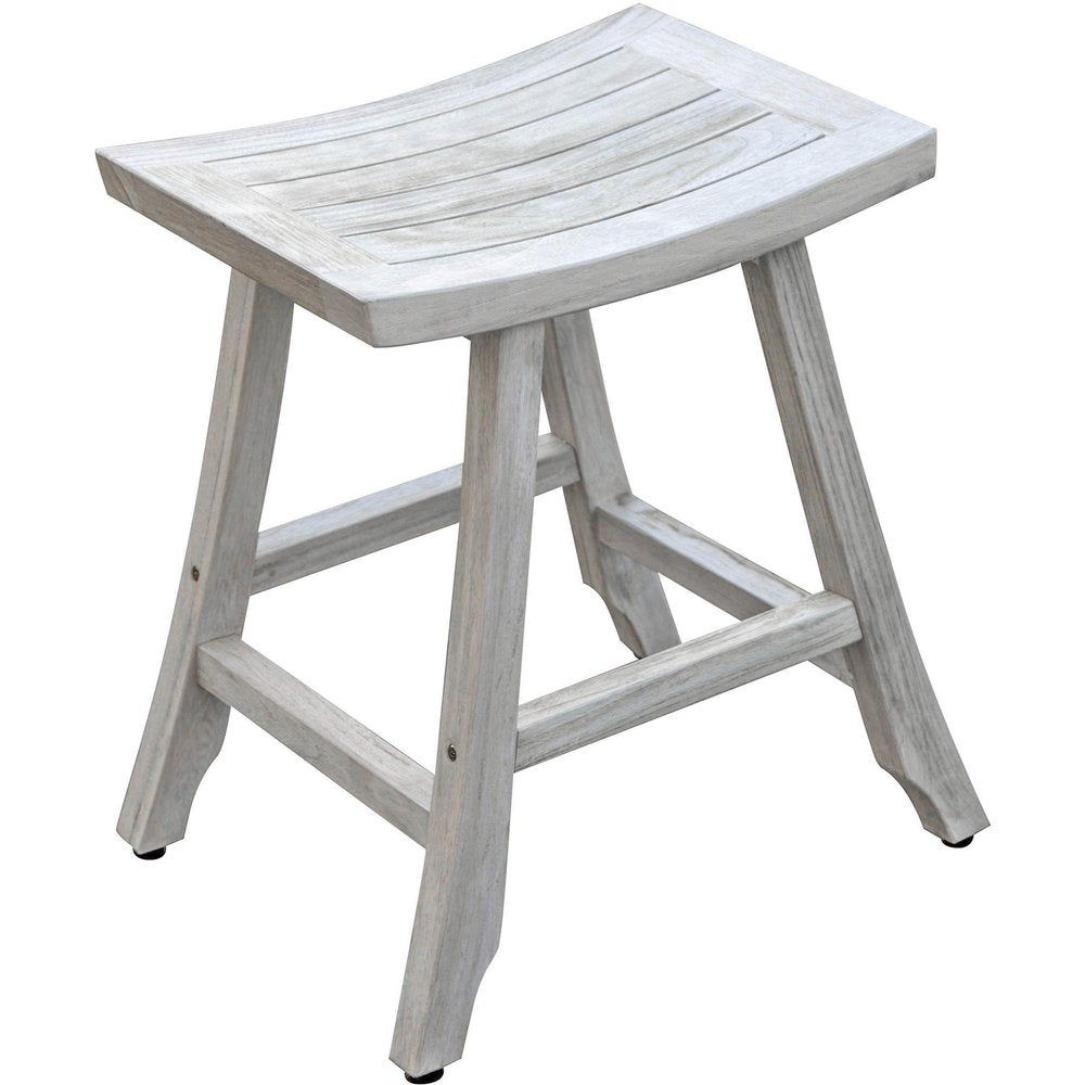 24" X 15" White Teak Square Shower Bench