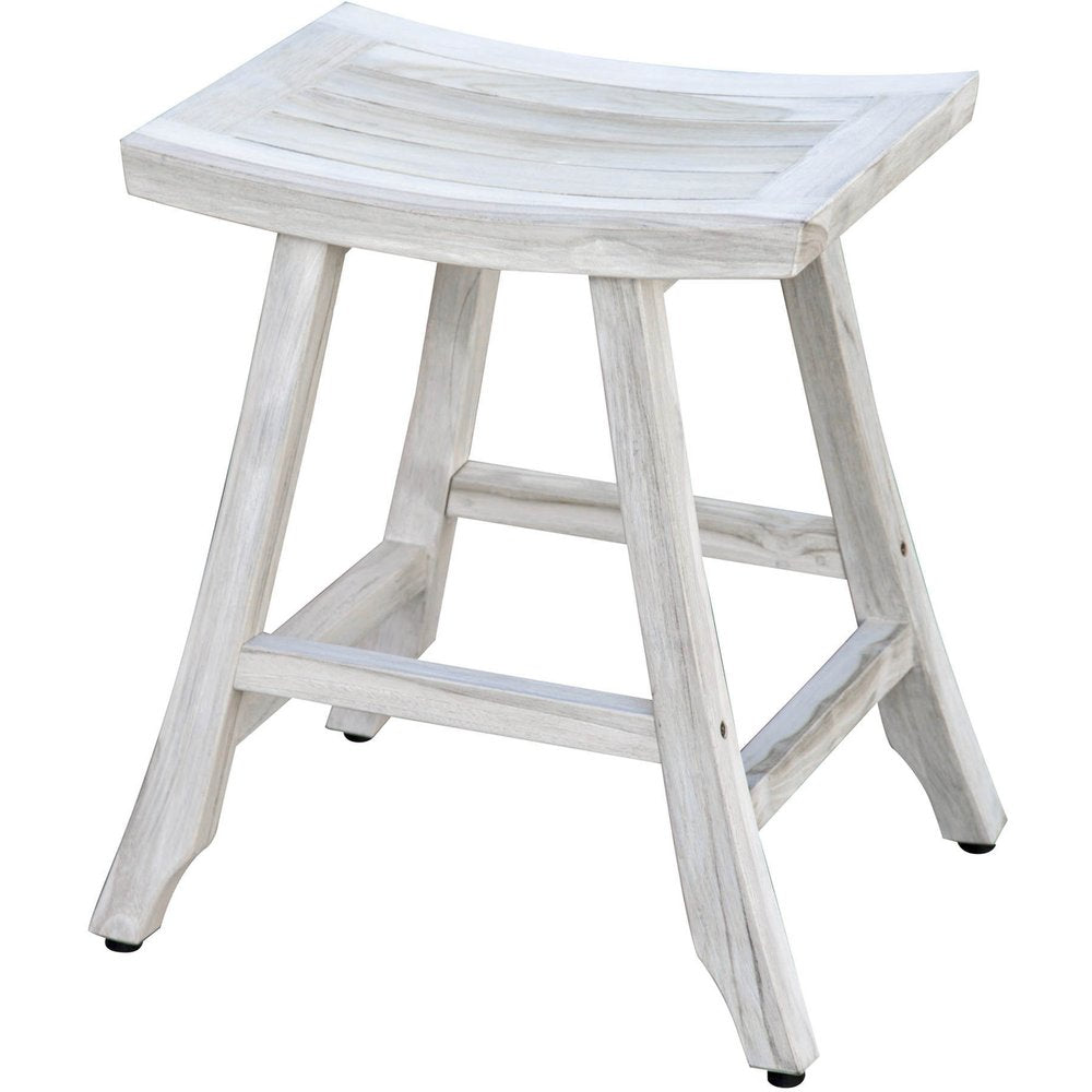 24" X 15" White Teak Square Shower Bench