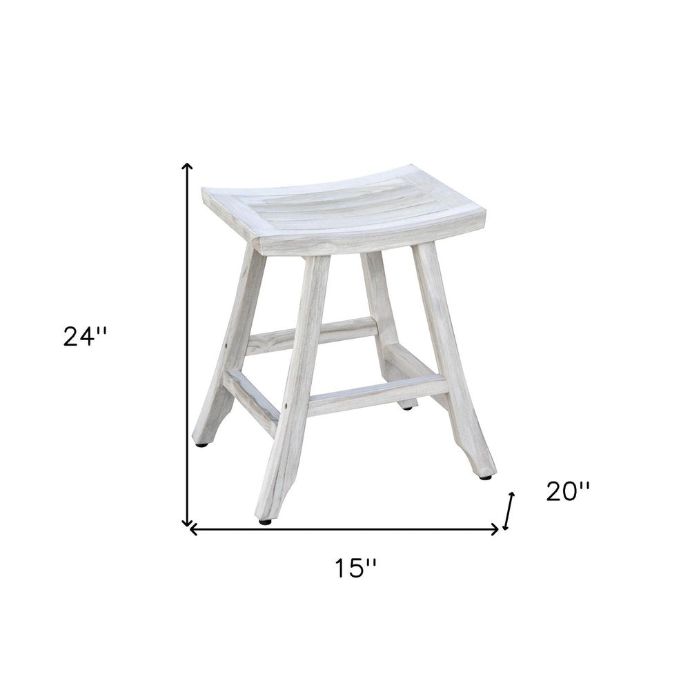 24" X 15" White Teak Square Shower Bench