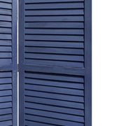 67" Dark Blue Solid Wood Folding Three Panel Screen Room Divider