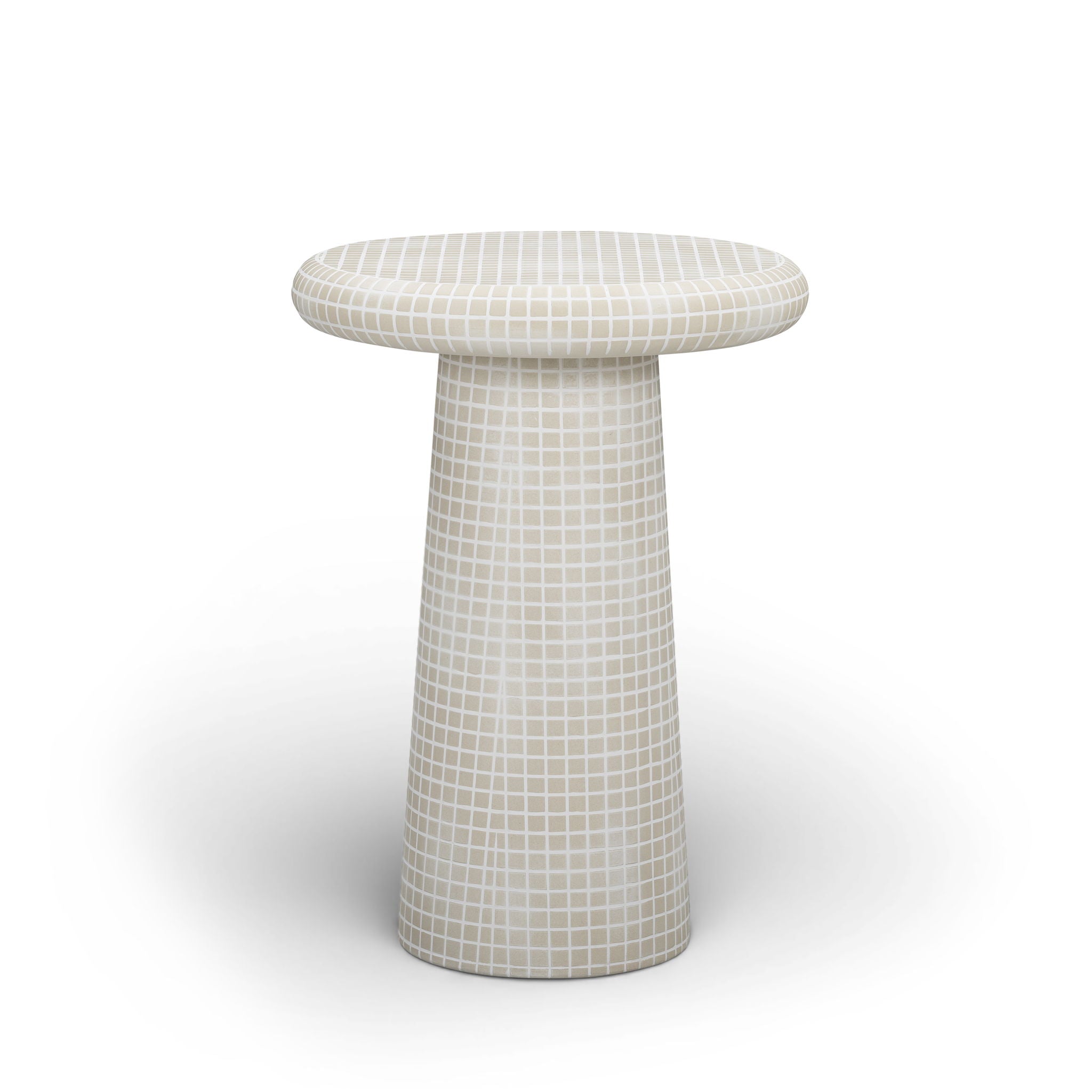Monica - Tiled Pattern Tall Side Table - Beige