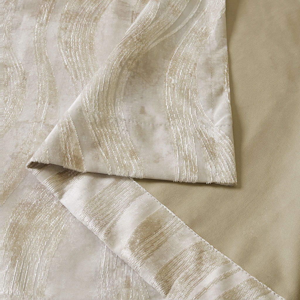 Victorio - 95" Printed Grommet Top Total Blackout Curtain - Ivory