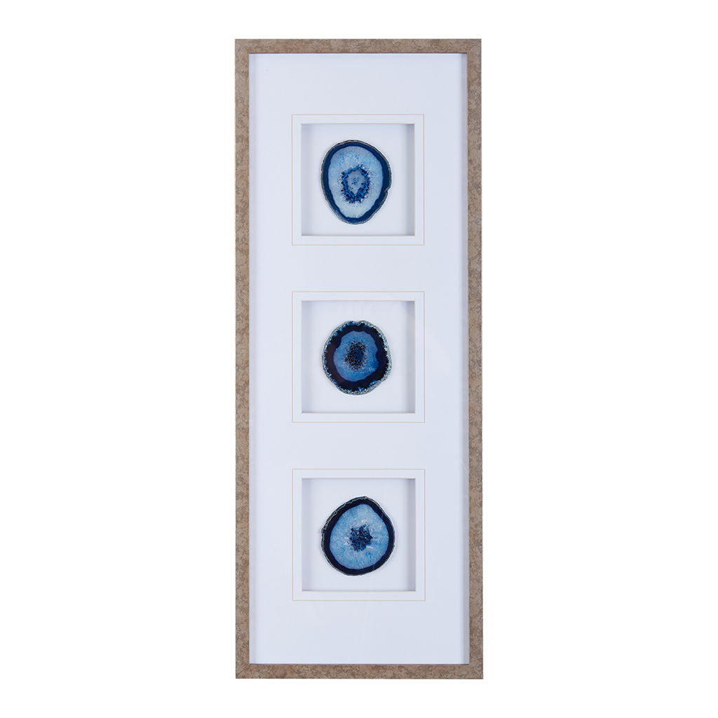 Agate Trio - Real Stone Framed Graphic - Blue