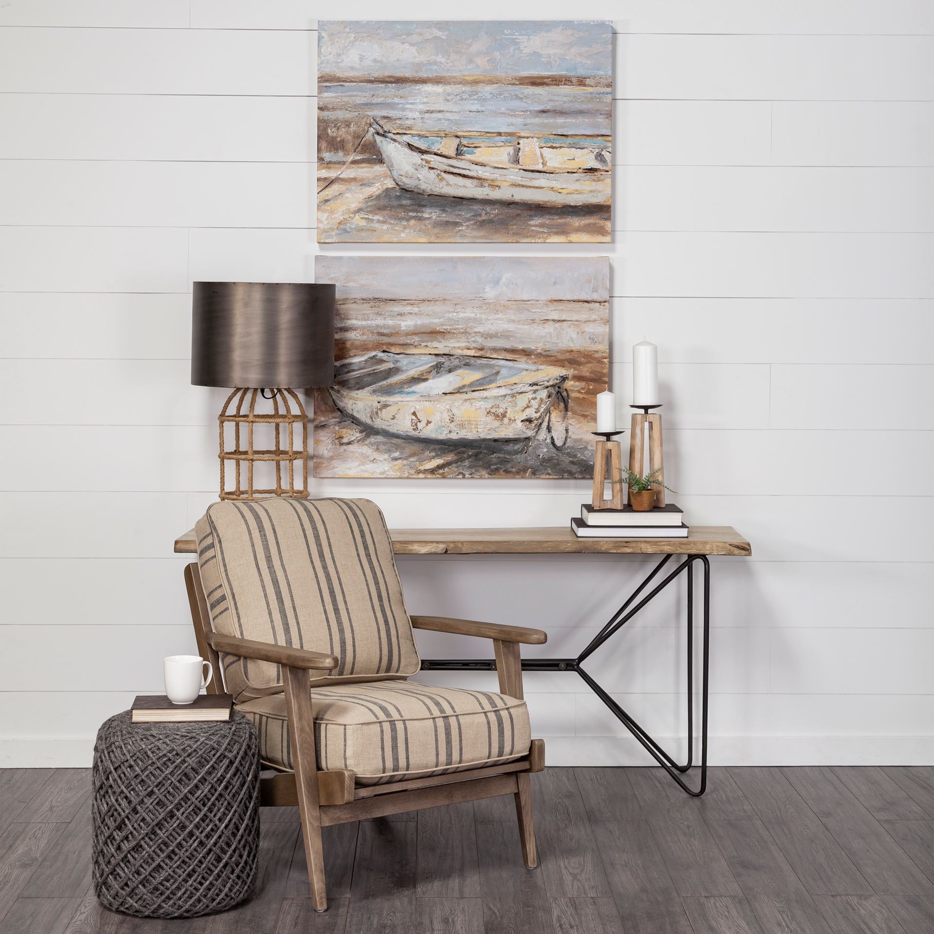 66" Brown and Black Solid Wood and Iron Abstract Base Console Table