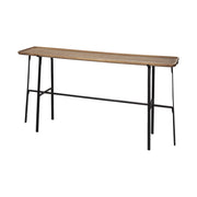 60" Brown and Black Solid Wood and Metal Trestle Console Table