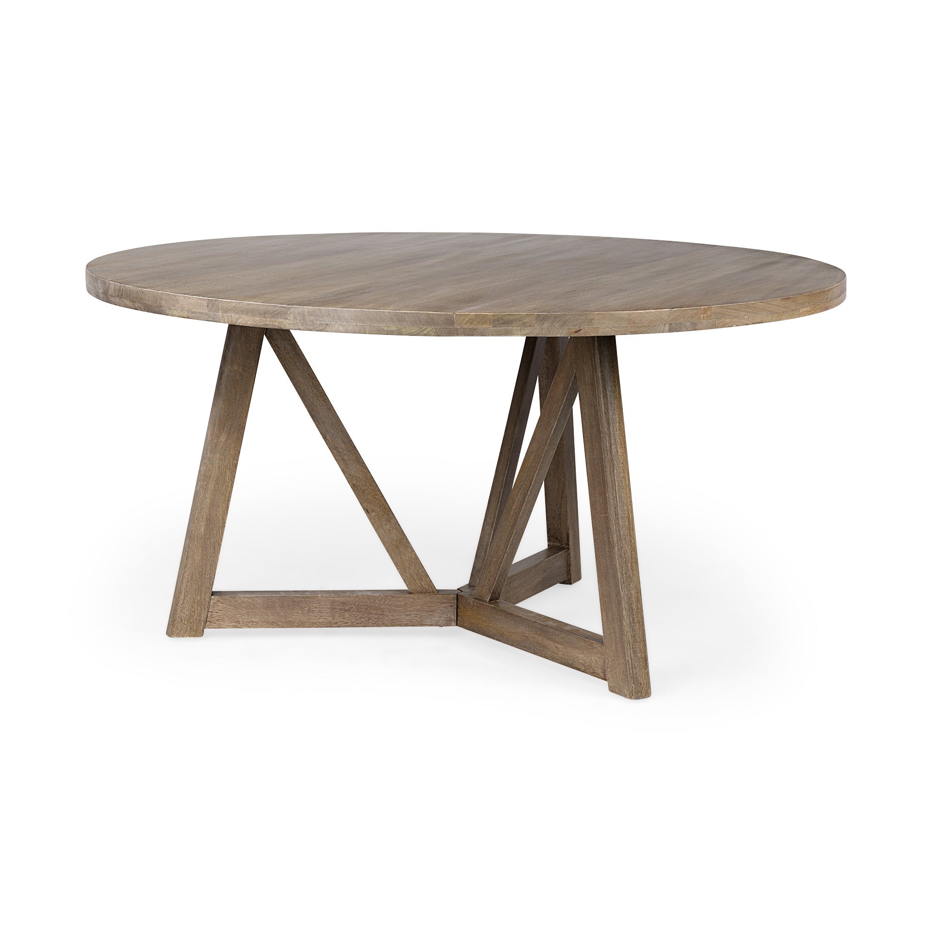 60" Brown Rounded Solid Wood Pedestal Base Dining Table