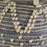 18" Blue Geometric Pouf Ottoman