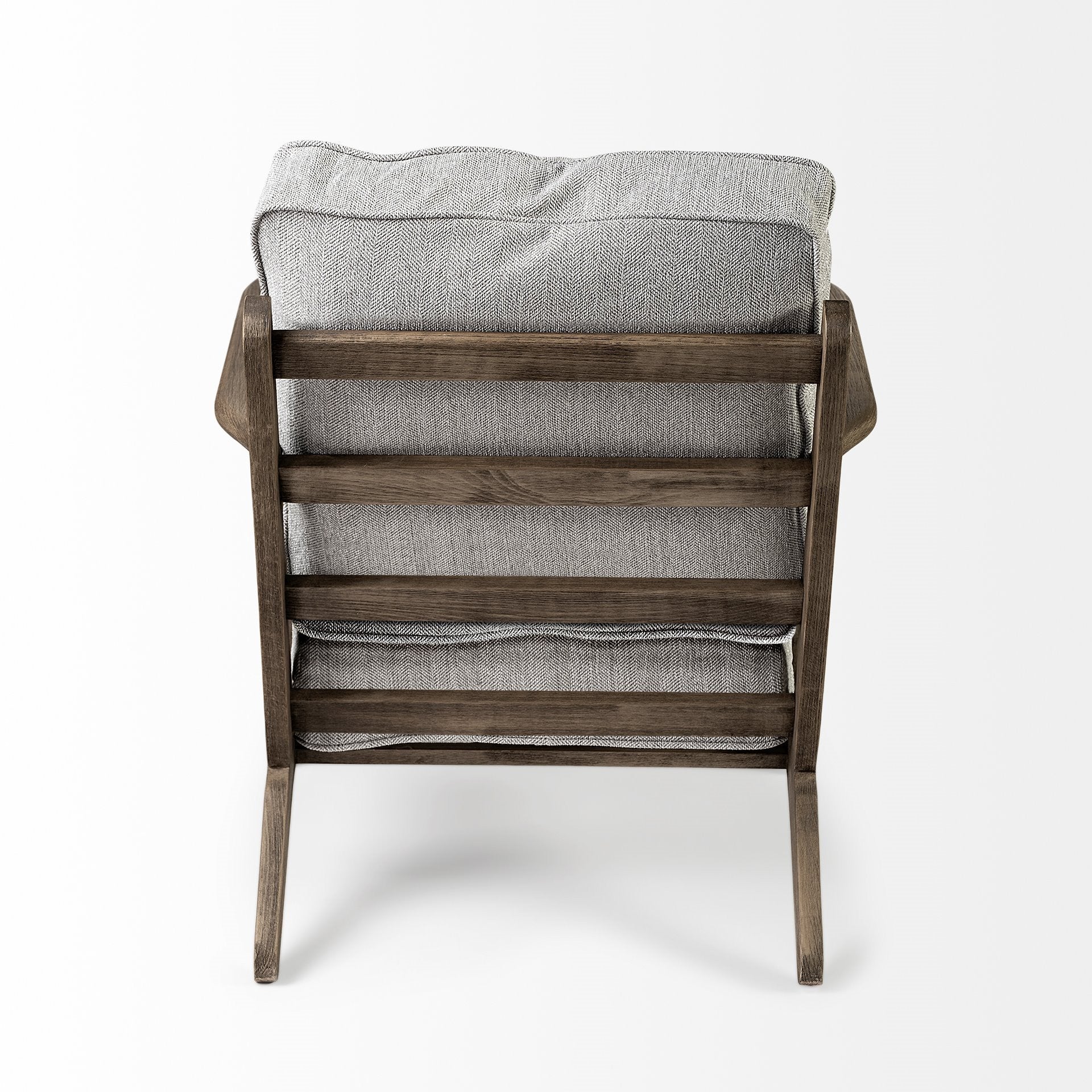 31" Light Gray and Brown Fabric Lounge Chair
