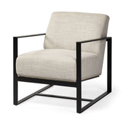 32" Cream and Black Fabric Arm Chair