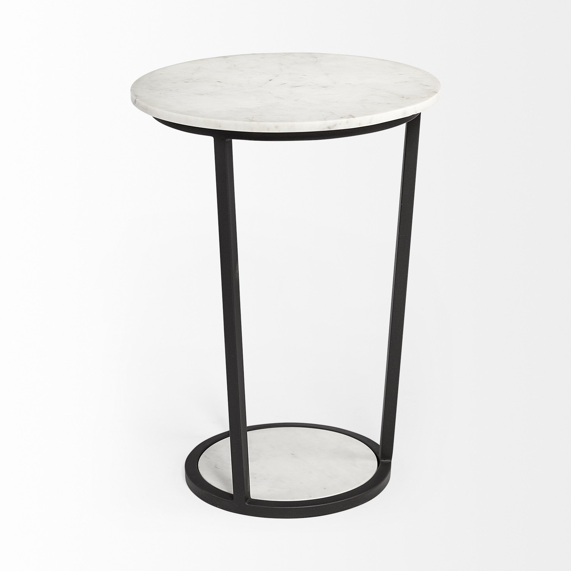 25" Black And White Marble End Table