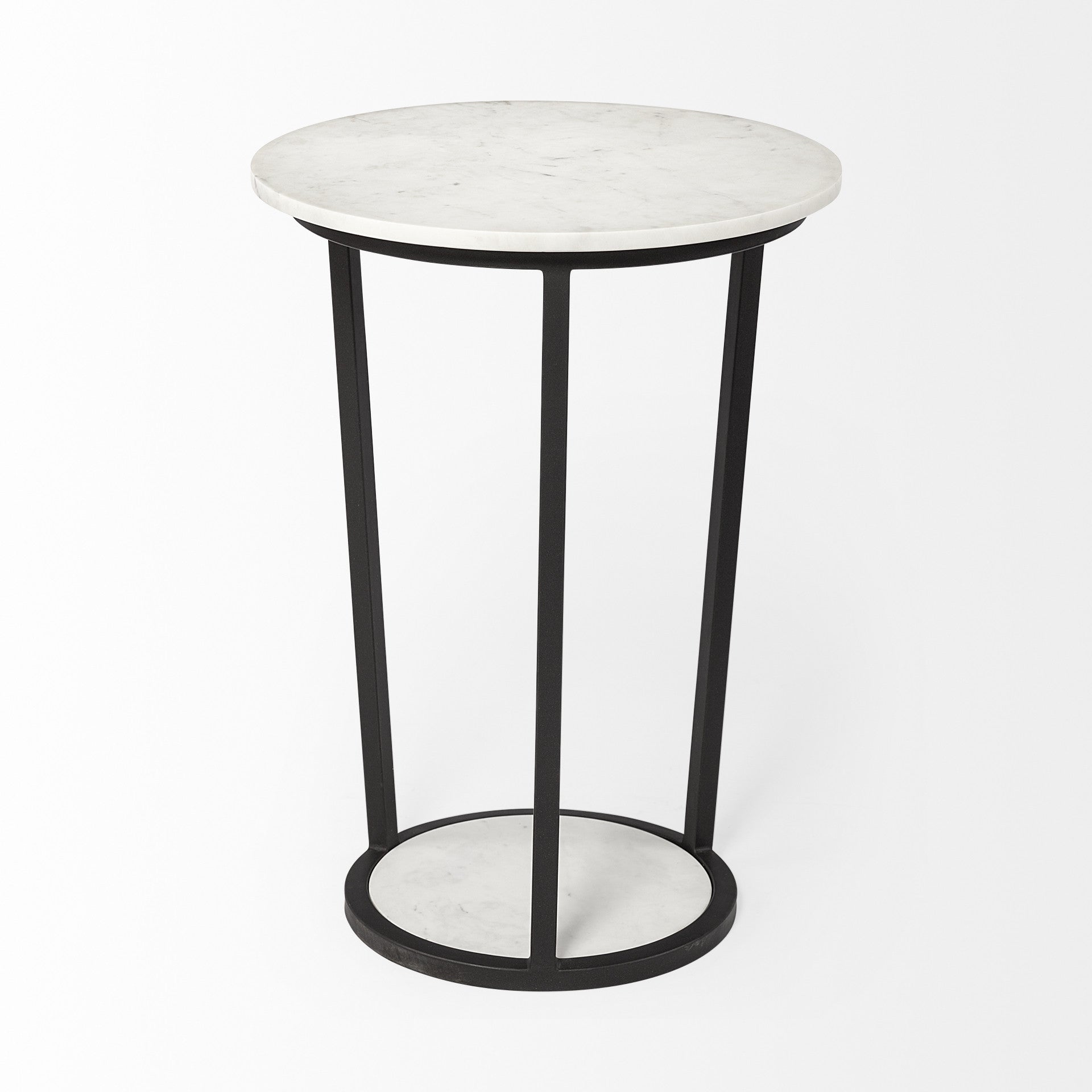 25" Black And White Marble End Table