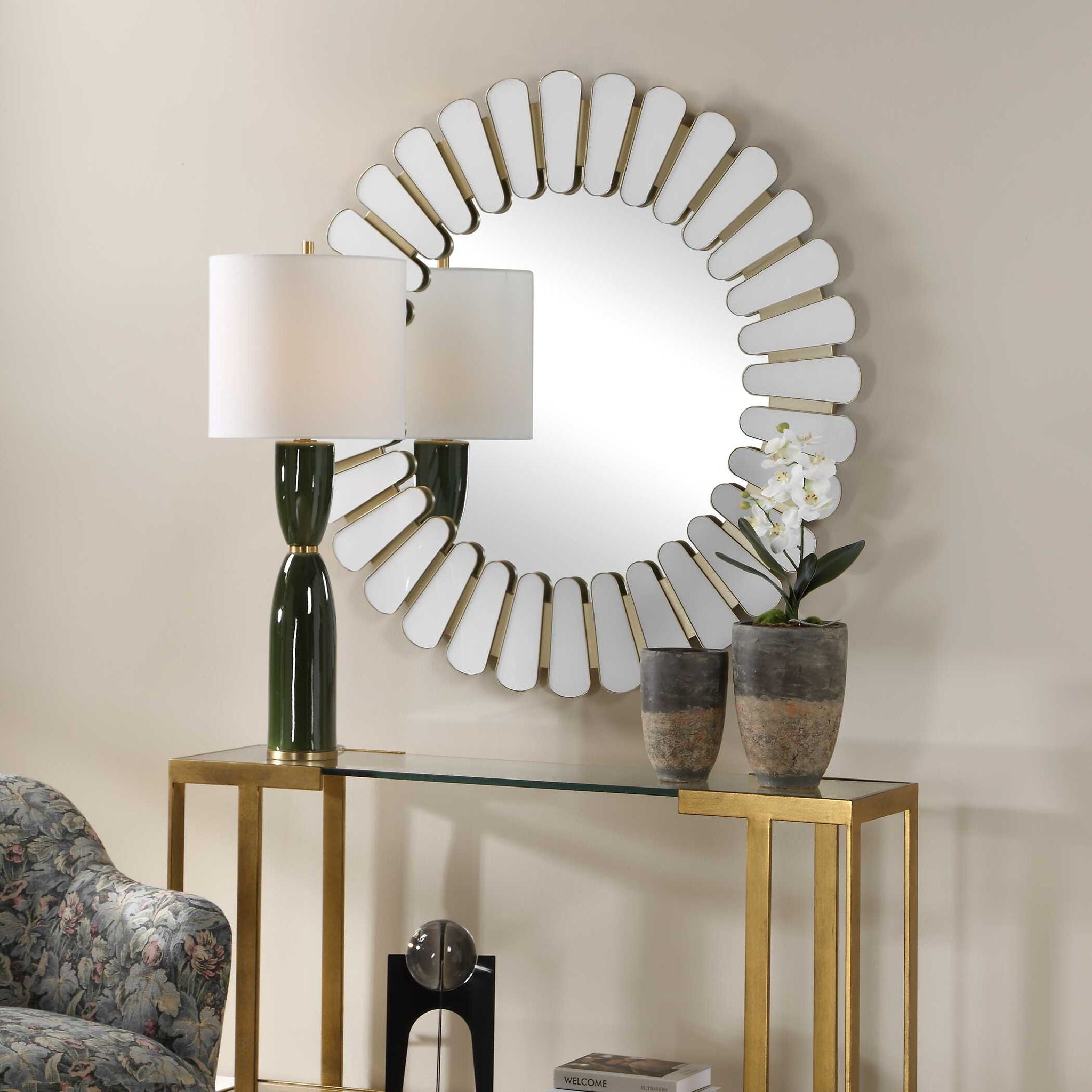 Miran - Glass Round Mirror - White