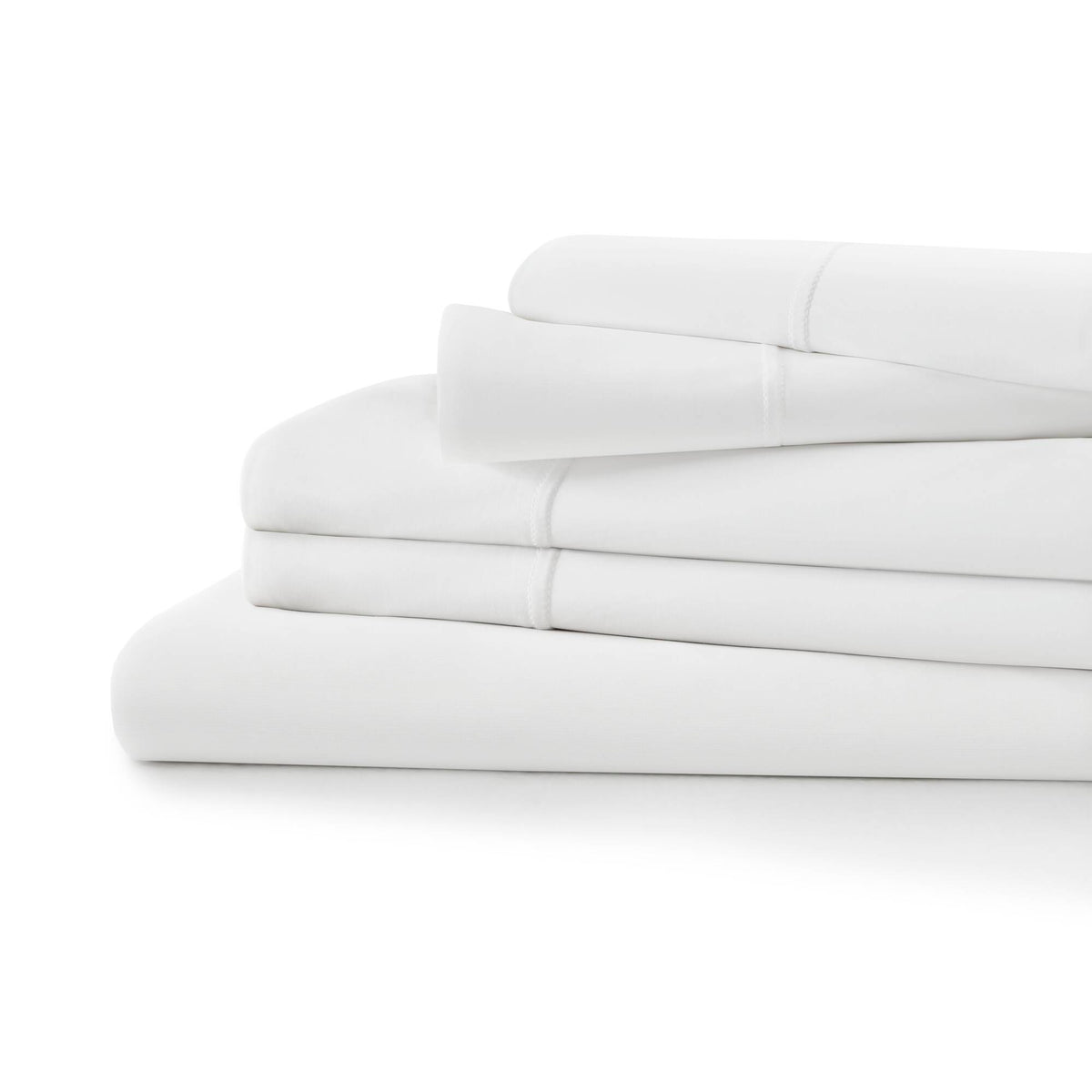 Split King Stretch Jersey Sheet Set - White