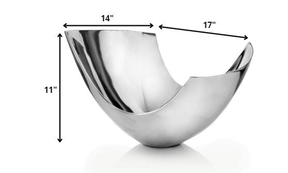 Set of Two Mod Aluminum Scoop Centerpiece Bowls