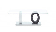 47" Clear And White and Gray Glass Coffee Table