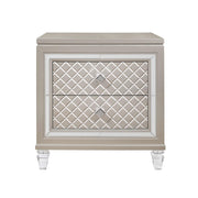 26" Solid and Manufactured Wood And Mirrored Glass Nightstand