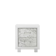 29" White Wood Two Drawer Nightstand