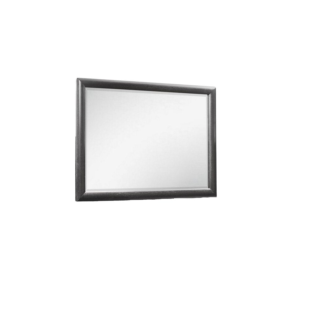 35" Dark Gray Wood Framed Mounted Dresser Mirror