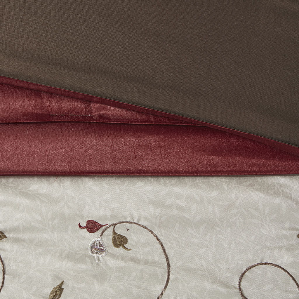Serene - California King Embroidered Piece Comforter (Set of 7) - Red